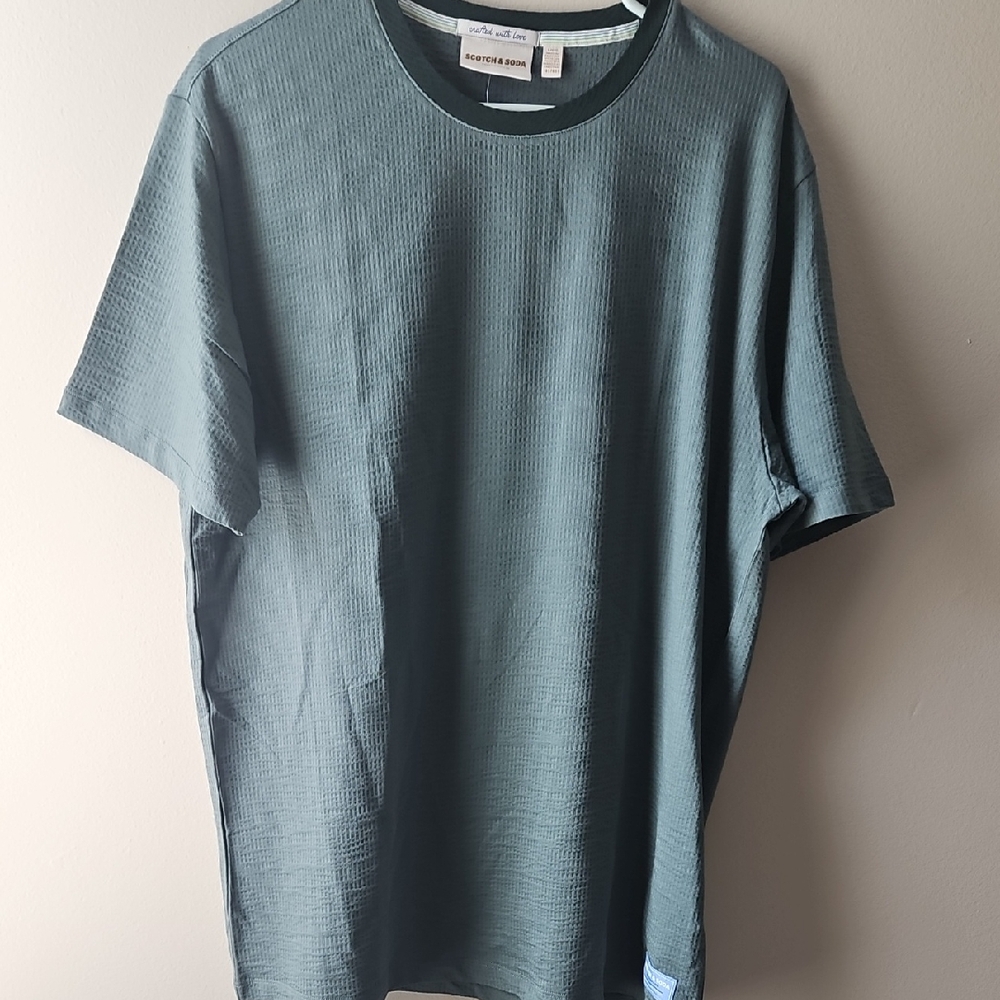 Scotch & Soda Green Short Sleeve Tee with Contrasting Trim